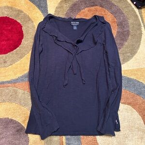 Ralph Lauren MFG Polo Jeans Company Vintage Navy Blue Long Sleeve Cotton Top M